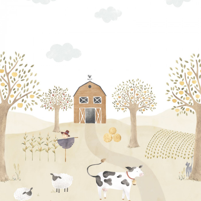 Papel tapiz, Papel tapiz niños, Once Upon a Time, THE FARM ADVENTURES WITH COW
